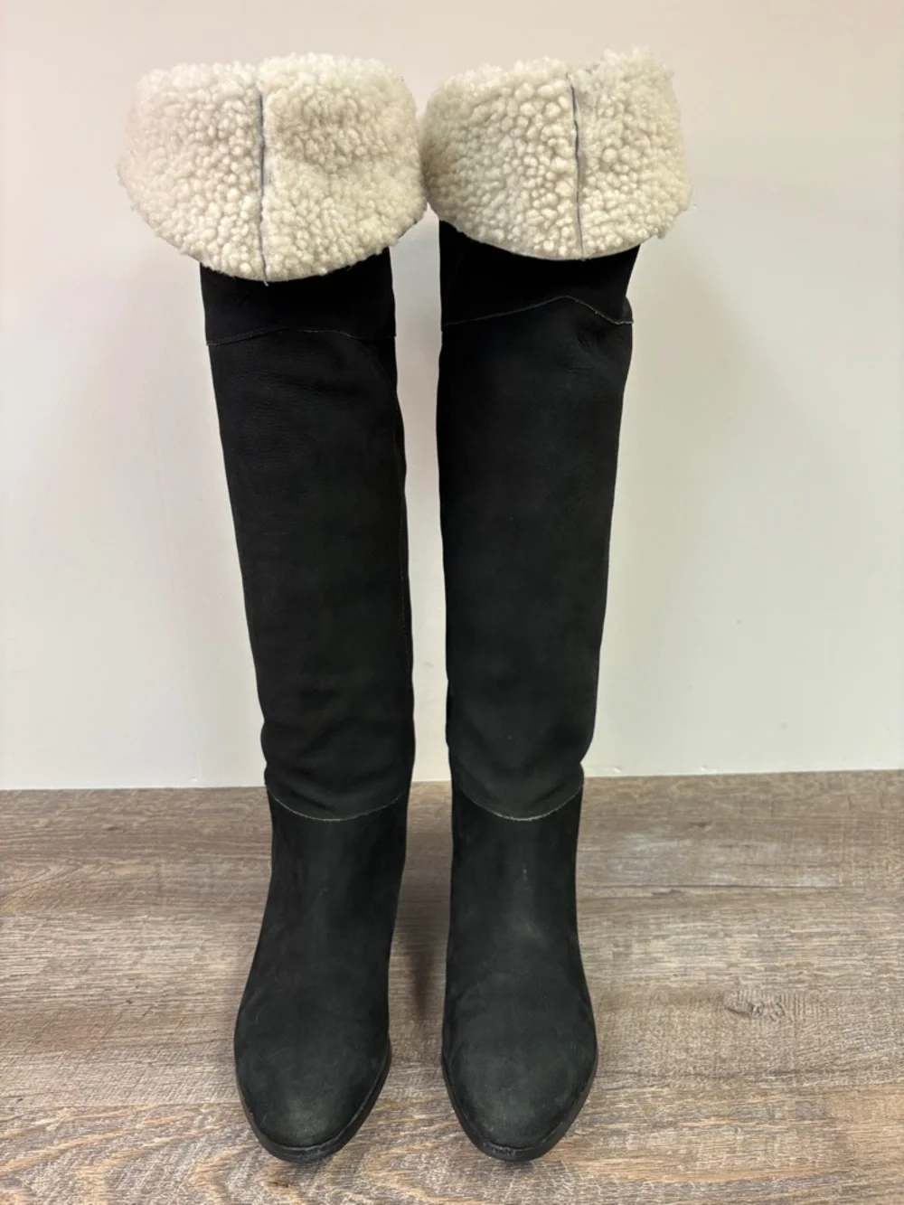 Anthropologie Candela Faux Suede Over-the-Knee Boots Black Size 7